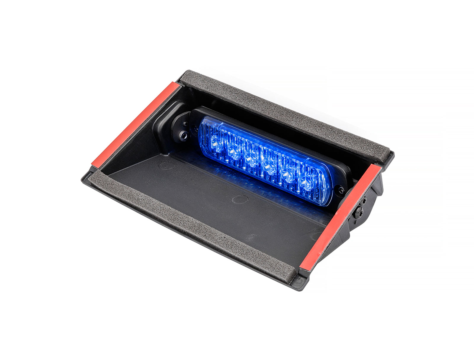 L52 Window Bracket with Blue L52 LED Module Lit Angle View Large