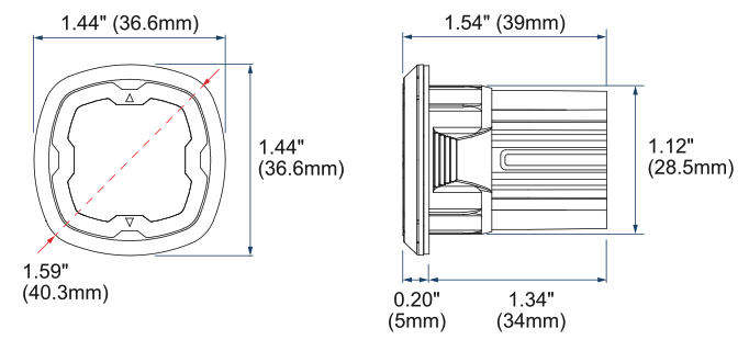 Low Profile Single LED Pop-n-Lock Module with 6 LEDs Dimensions Drawing