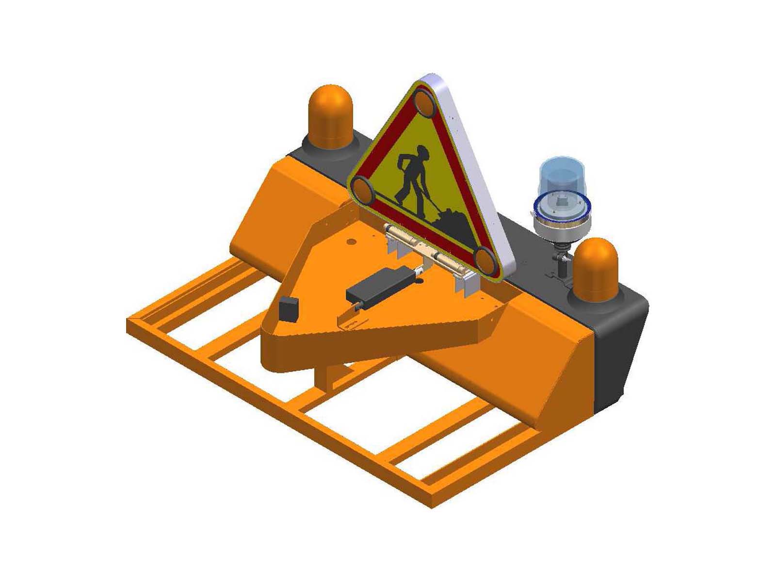 Ensemble de toit AKIO pour signalisation sur véhicule avec châssis S orange