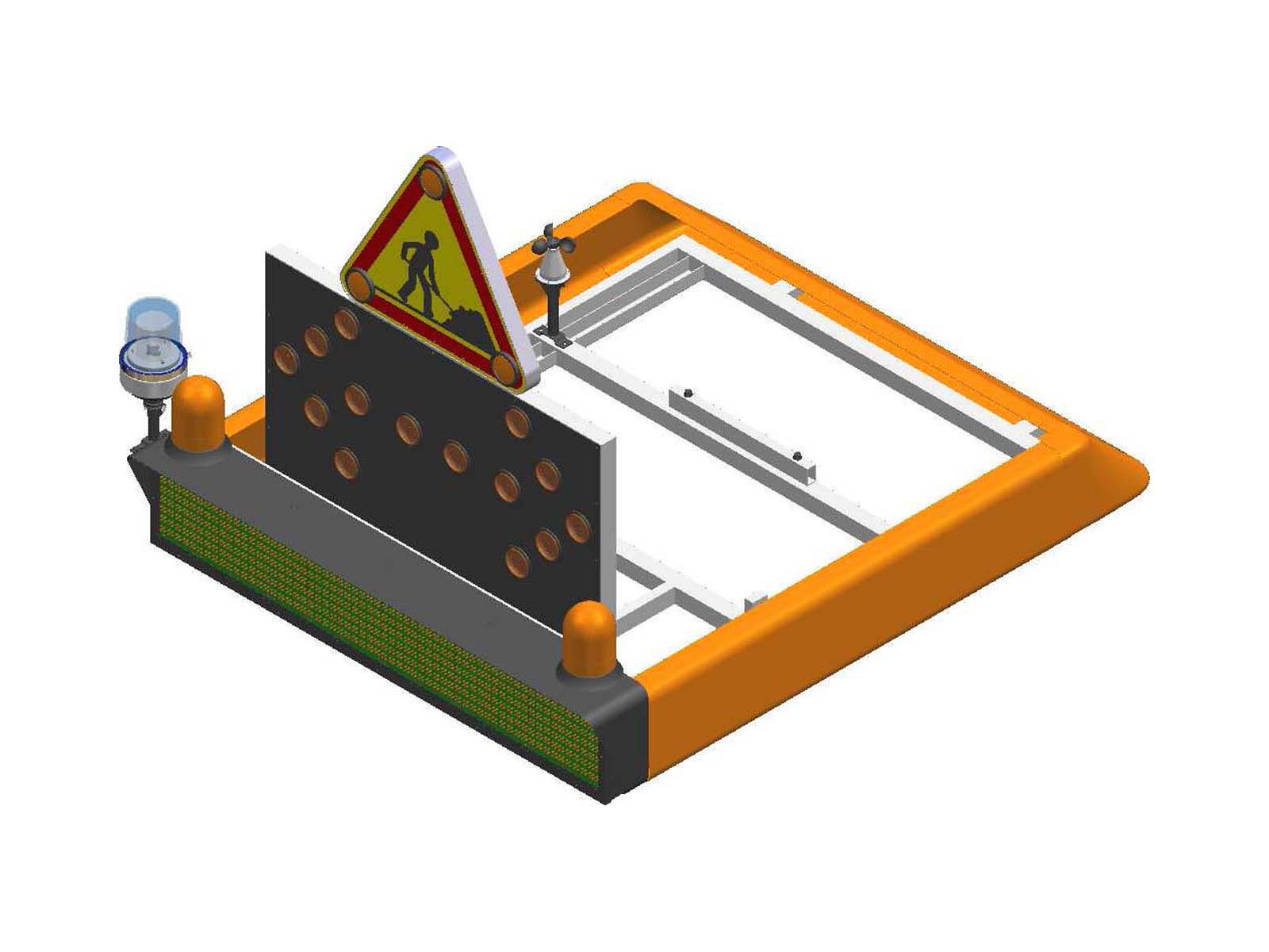 Ensemble de toit NORA pour signalisation sur véhicule avec châssis L orange ouvert