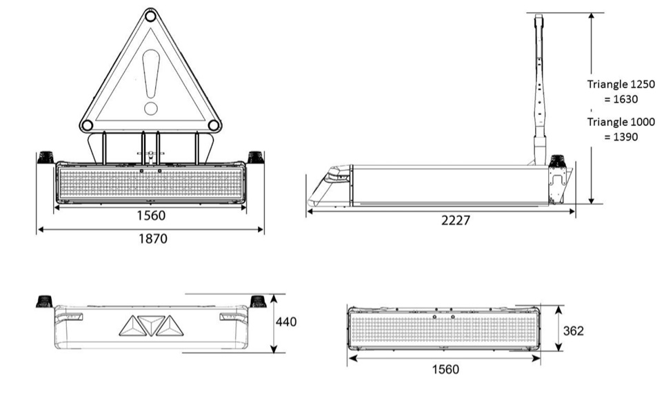 Schema - dimensions ensemble de toit AKIO