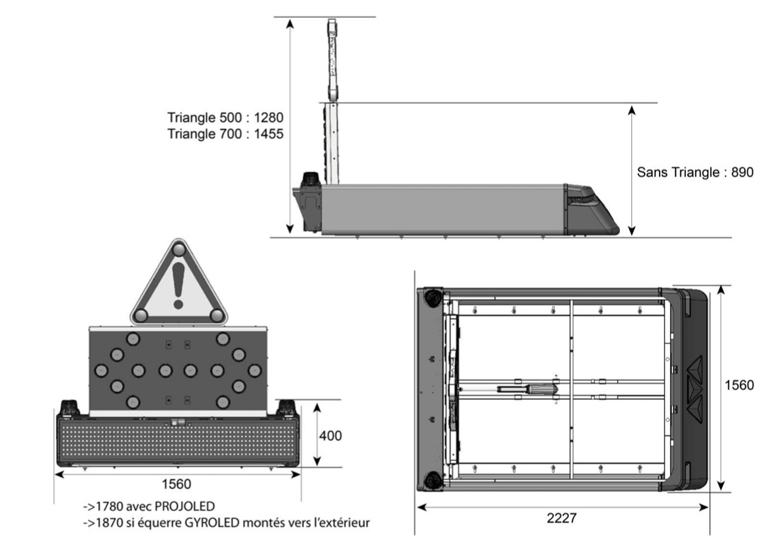 Schema - dimensions ensemble de toit NORA