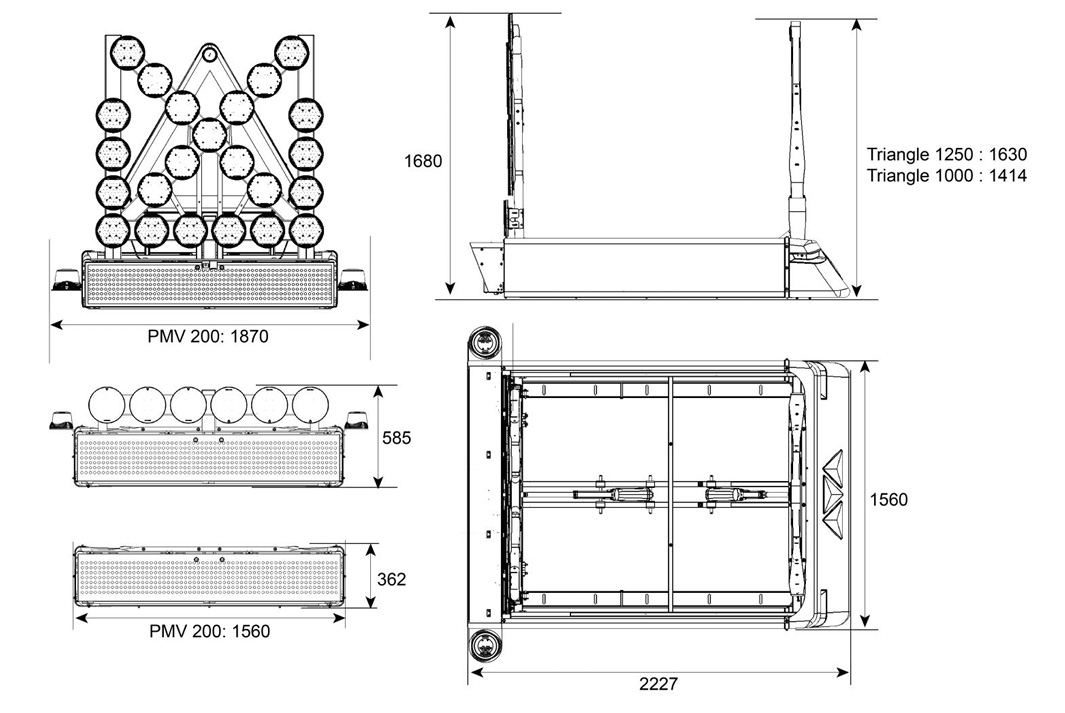 Schema - dimensions ensemble de toit ZENO