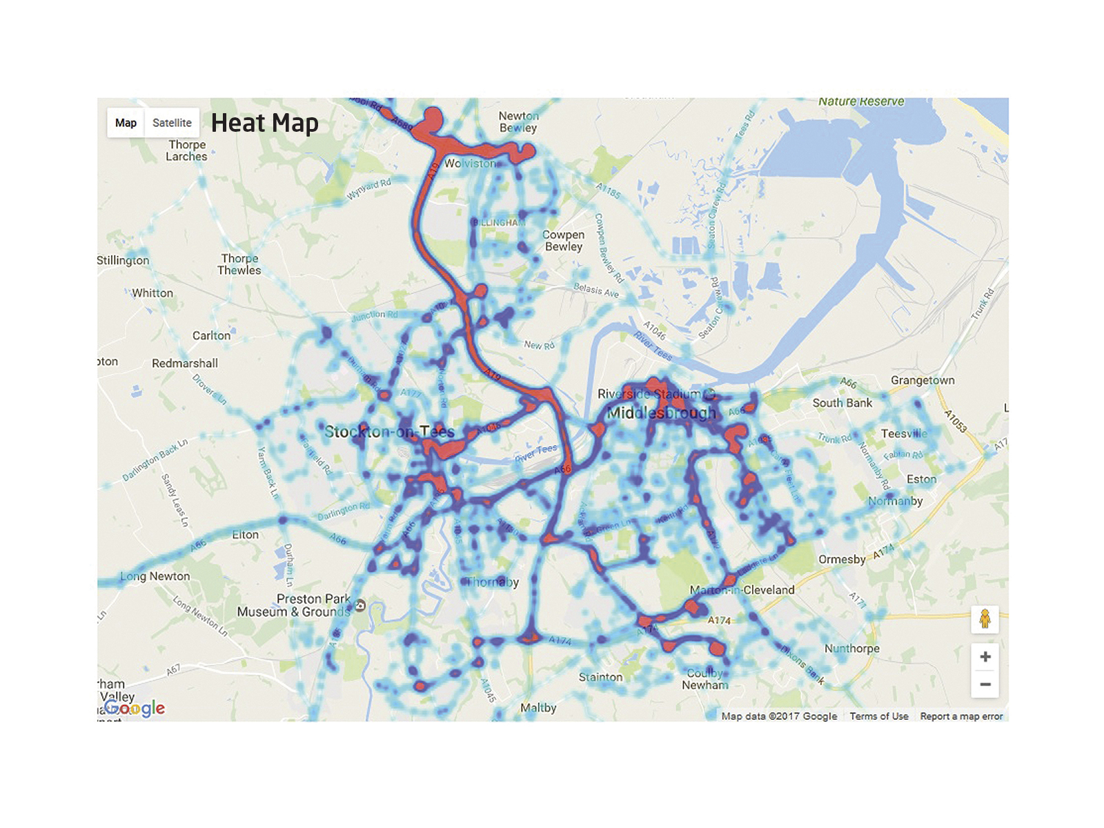Europa Software Heat Map Showing Middlesbrough Map