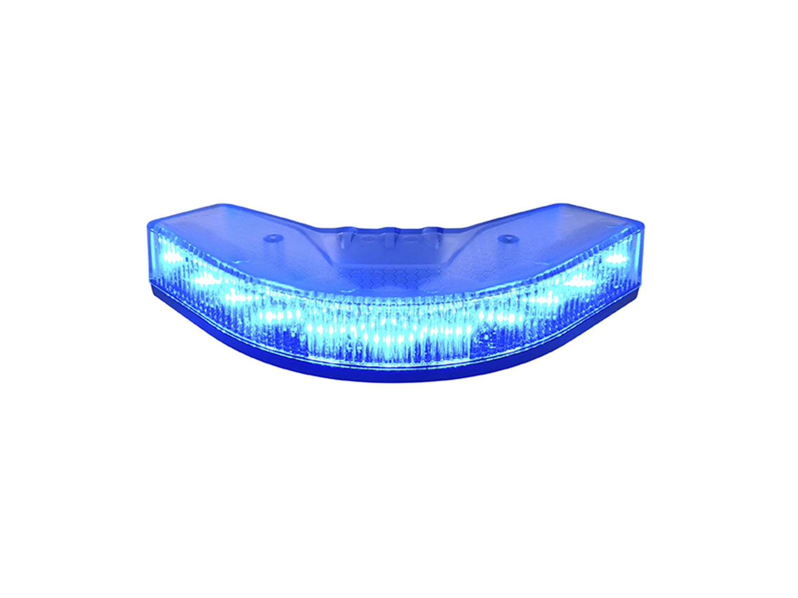 Blue Lens OV9 Corner LED Module Lit with no Cable Top Angle View