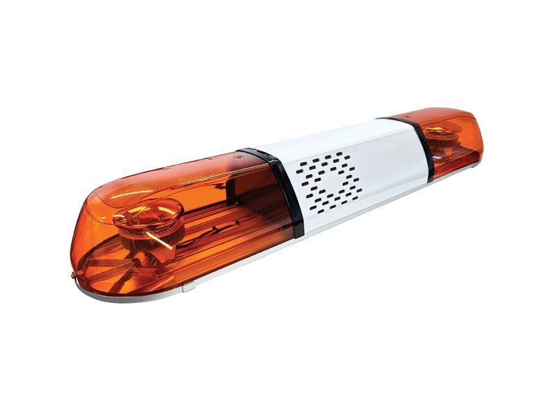 Tornado PA Lightbar with Internally Mounted 40 Watt Speakers Angle View No Livery Unlit