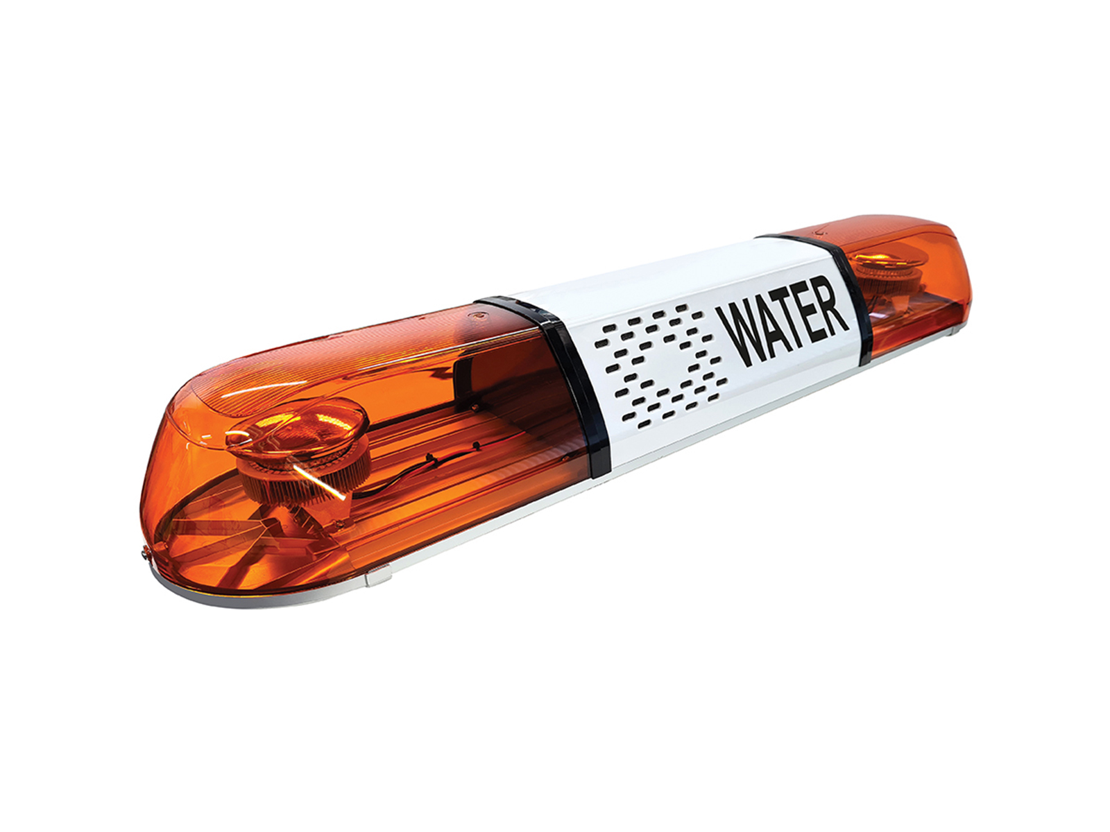 Tornado PA Lightbar with Internally Mounted 40 Watt Speakers Angle View Water Livery Unlit