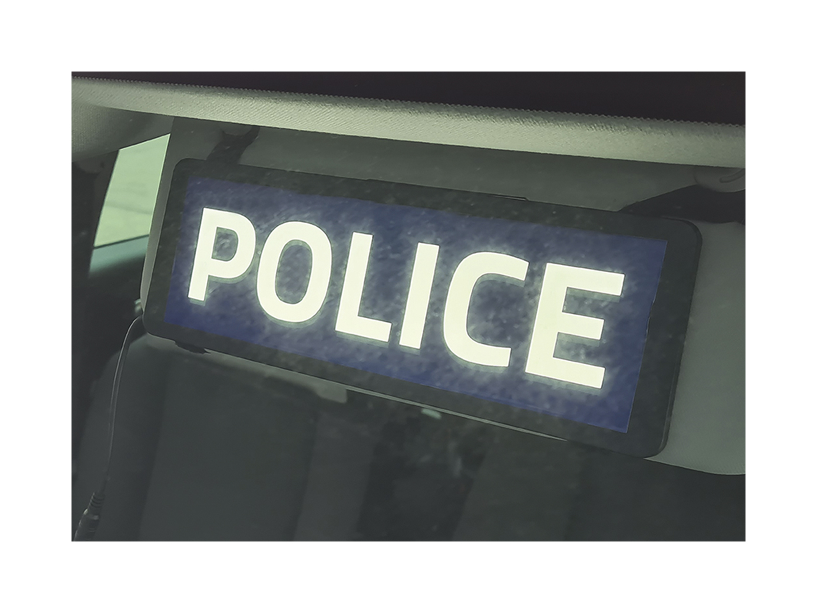 Safe Responder X - LED Visor Sign Police In Situ on Visor Lit
