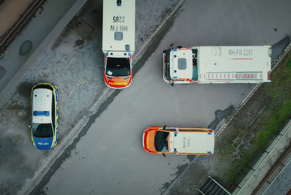 Standby Group Video Screenshot Birdseye View of European Emergency Vehicles
